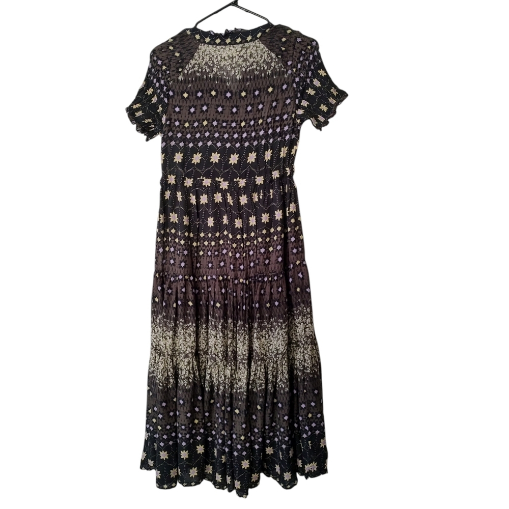 Free People Black and Purple Floral Smocked Maxi Dress - Picture 3 of 4
